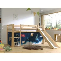 Legetæppeforhæng til halvhøj seng – Space Shuttle, blå