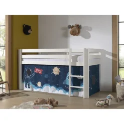 Legetæppeforhæng til halvhøj seng – Space Shuttle, blå