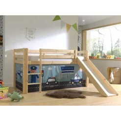 Legetæppe-forhæng til mellemhøj seng – Politi, blå