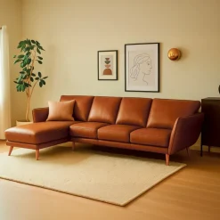 Liam Chaiselong sofa Cognac - Venstrevendt