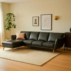 Liam Chaiselong sofa Sort læder- Venstrevendt