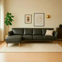 Liam Chaiselong sofa Sort læder- Venstrevendt