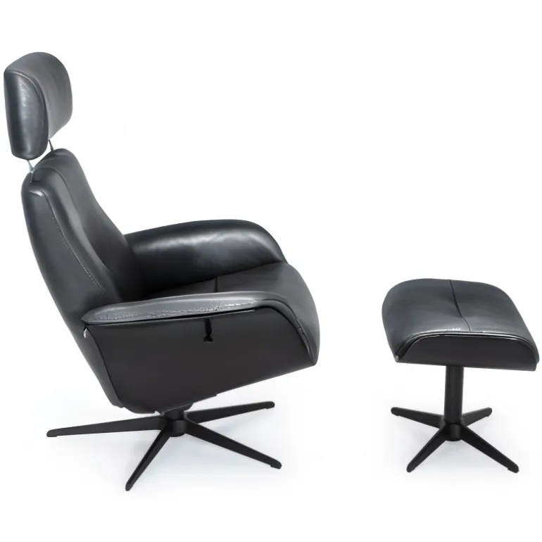 Liam læder lænestol - Sort læder