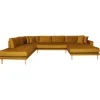 Lido - Hjørnesofa med Højrevendt Chaiselong - Sennepsgul velour