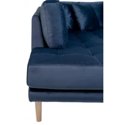 Lido - Hjørnesofa med Højrevendt Chaiselong - Mørkeblå velour