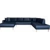 Lido - Hjørnesofa med Venstrevendt Chaiselong - Mørkeblå velour