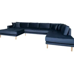 Lido - Hjørnesofa med Venstrevendt Chaiselong - Mørkeblå velour