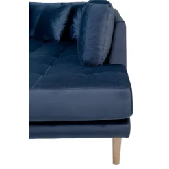 Lido - Hjørnesofa med Venstrevendt Chaiselong - Mørkeblå velour