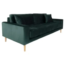 Lido 3 Personers Sofa - Sofa i mørkegrønt velour