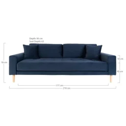 Lido 3 Personers Sofa - Sofa i mørkeblåt velour