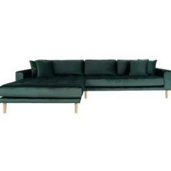 Lido - Venstrevendt Chaiselongsofa - Mørkegrøn velour