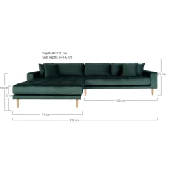 Lido - Venstrevendt Chaiselongsofa - Mørkegrøn velour