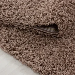 Life Rund Shaggy tæppe Ensfarvet - Mokka