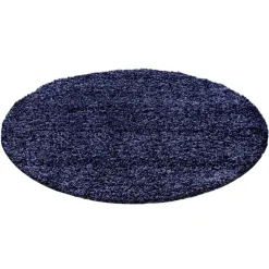 Life Rund Shaggy tæppe Ensfarvet - Blå