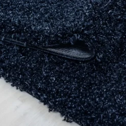 Life Rund Shaggy tæppe Ensfarvet - Blå