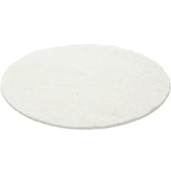 Life Rund Shaggy tæppe Ensfarvet - Creme