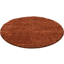 Life Rund Shaggy tæppe Ensfarvet - Terra