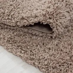 Life Rund Shaggy tæppe Ensfarvet - Beige