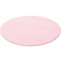 Life Rund Shaggy tæppe Ensfarvet - Pink