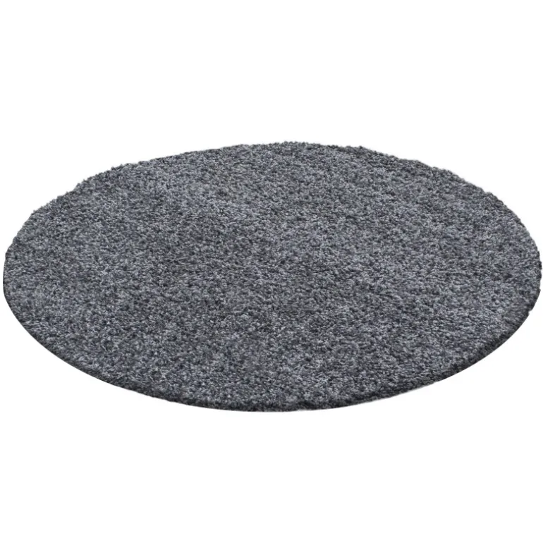 Life Rund Shaggy tæppe Ensfarvet - Grå