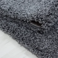 Life Rund Shaggy tæppe Ensfarvet - Grå