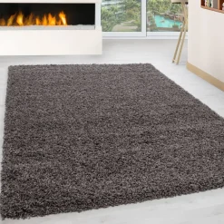 Life Shaggy tæppe Ensfarvet - Brun