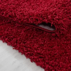 Life Shaggy tæppe Ensfarvet - Rød