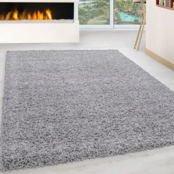 Life Shaggy tæppe Ensfarvet - Lysegrå