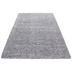 Life Shaggy tæppe Ensfarvet - Lysegrå