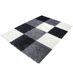 Life Shaggy tæppe Ternet - Sort
