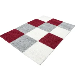 Life Shaggy Tæppeløber Ternet - Rød