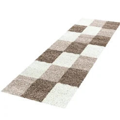 Life Shaggy Tæppeløber Ternet - Mokka