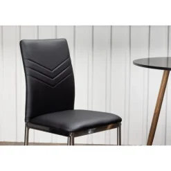 Lily Spisebordsstol - Sort med forkromet stål ben