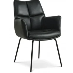 Lily Spisestuestol med armlæn - Sort læder