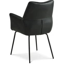 Lily Spisestuestol med armlæn - Sort læder