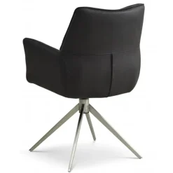 Lily Spisestuestol med Drejefunktion med armlæn - Krom stel - Micro læder