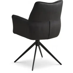 Lily Spisestuestol med Drejefunktion med armlæn - Sort stel - Micro læder