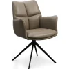 Lily Spisestuestol med Drejefunktion med armlæn - Sort stel - Nougat læder
