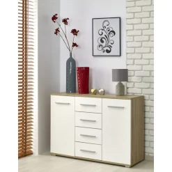 LIMA KM-4 Kommode, - Sonoma eg. / Hvid