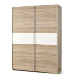 LIMA S-1 - Garderobeskab med skydedøre B153 x H210 - Sonoma eg. / Hvid