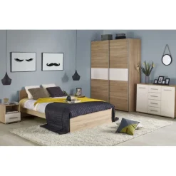 LIMA S-1 - Garderobeskab med skydedøre B153 x H210 - Sonoma eg. / Hvid