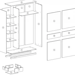 LIMA S-1 Garderobeskab med skydedøre B153 x H210 - Sonoma eg.