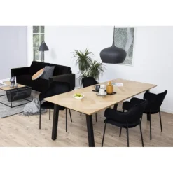 Lima spisebordsstol med armlæn sort stof