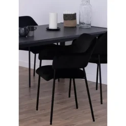 Lima spisebordsstol med armlæn sort stof