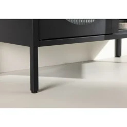 Lima Vitrineskab 80x180 cm med 2 låger og 4 hylder - glas og sort stål