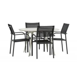 Lina Rund Loungesæt - Havemøbelsæt - Beige,Sort