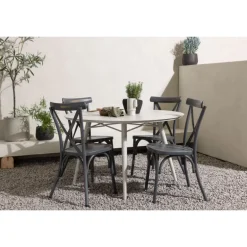 Lina Rundt Loungesæt - Havemøbelsæt - Beige,Mørkegrå