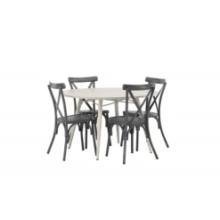 Lina Rundt Loungesæt - Havemøbelsæt - Beige,Mørkegrå