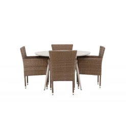 Lina Rundt Loungesæt - Havemøbelsæt - Beige,Natur