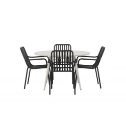 Lina Rundt Loungesæt - Havemøbelsæt - Beige,Sort